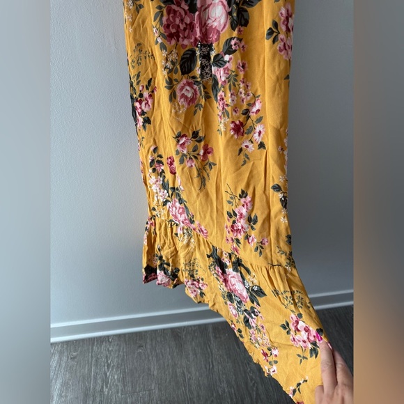 REFORMATION Enya Yellow Floral Midi Dress 4 - Picture 7 of 7
